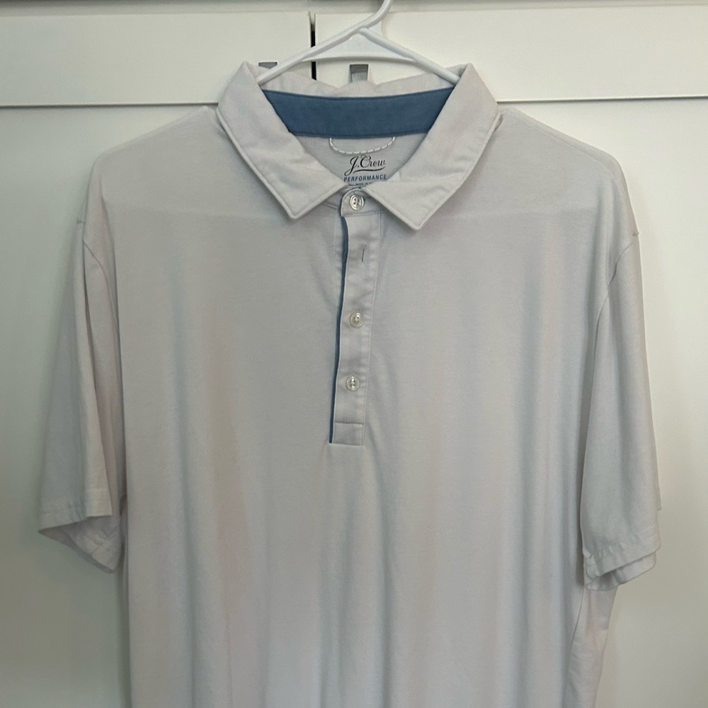 J. Crew Men's White and Blue Polo Shirt
